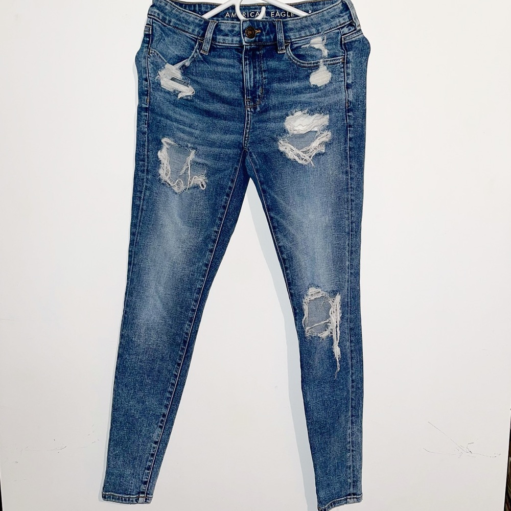 American Eagle Outfitters Blue Distressed Jeans